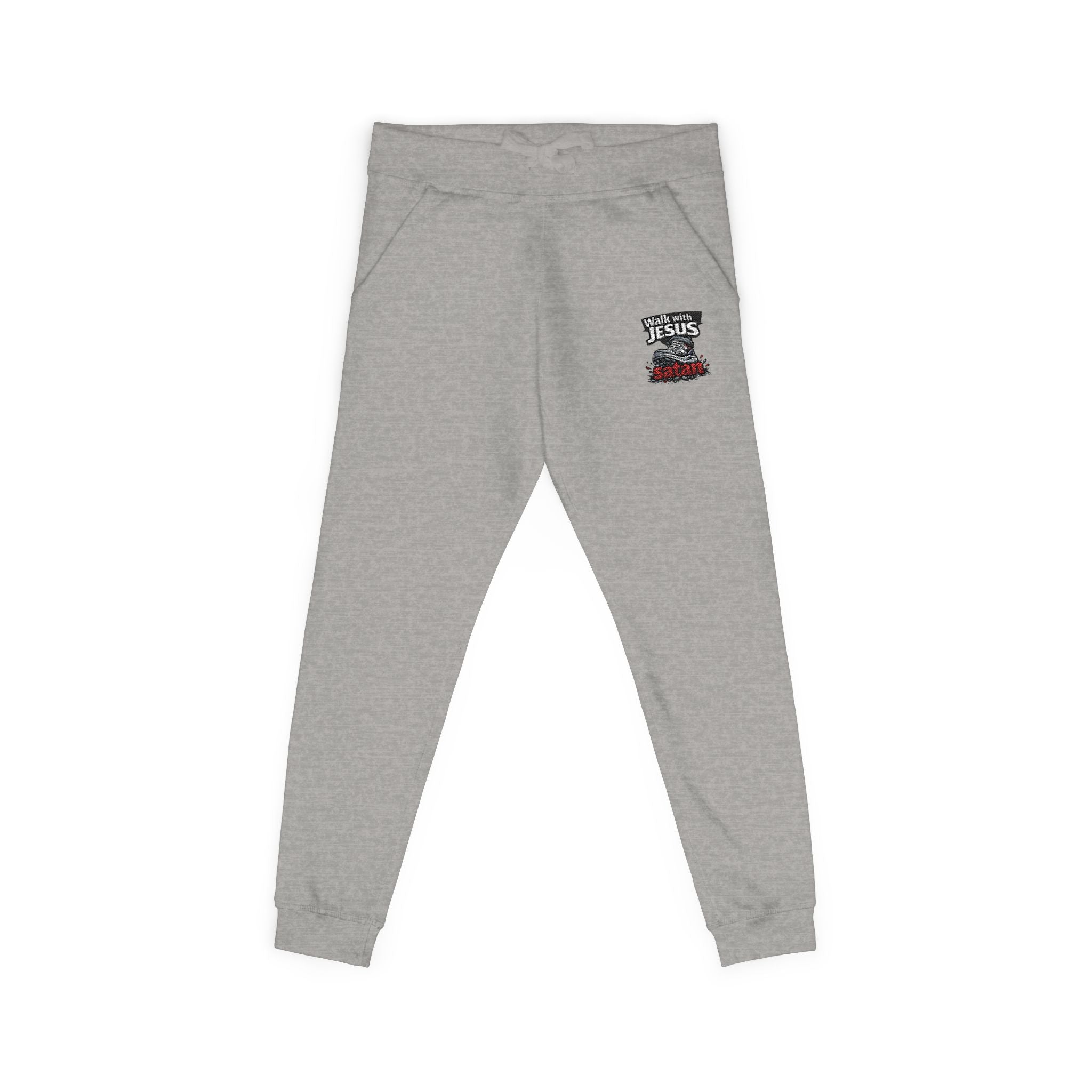 Embroidered Cozy Fleece Sweatpants — Minimal White Joggers