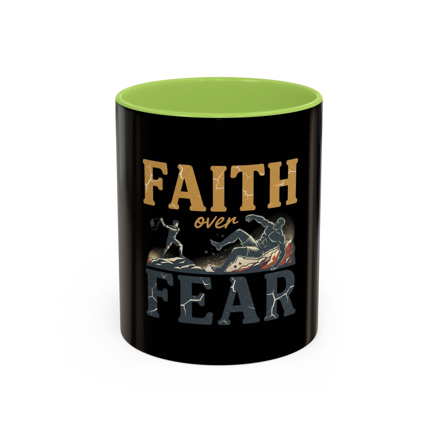 Faith Over Fear Black Coffee Mug — Inspirational Christian 11/15oz Accent Mug