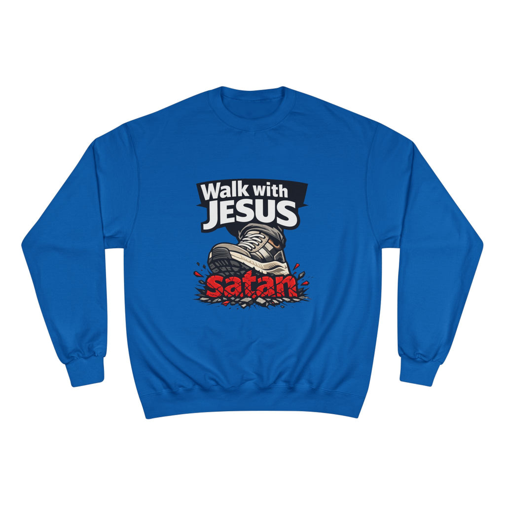 Religious Sweatshirt - "Walk with Jesus" Graphic Crewneck (Anti-Satan Design)