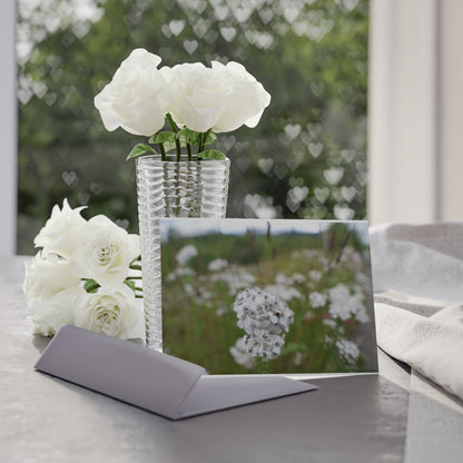 Floral Wildflower Holiday Card — White Field Bouquet One-Sided Greeting Card