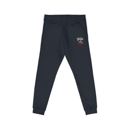 Embroidered Cozy Fleece Sweatpants — Minimal White Joggers