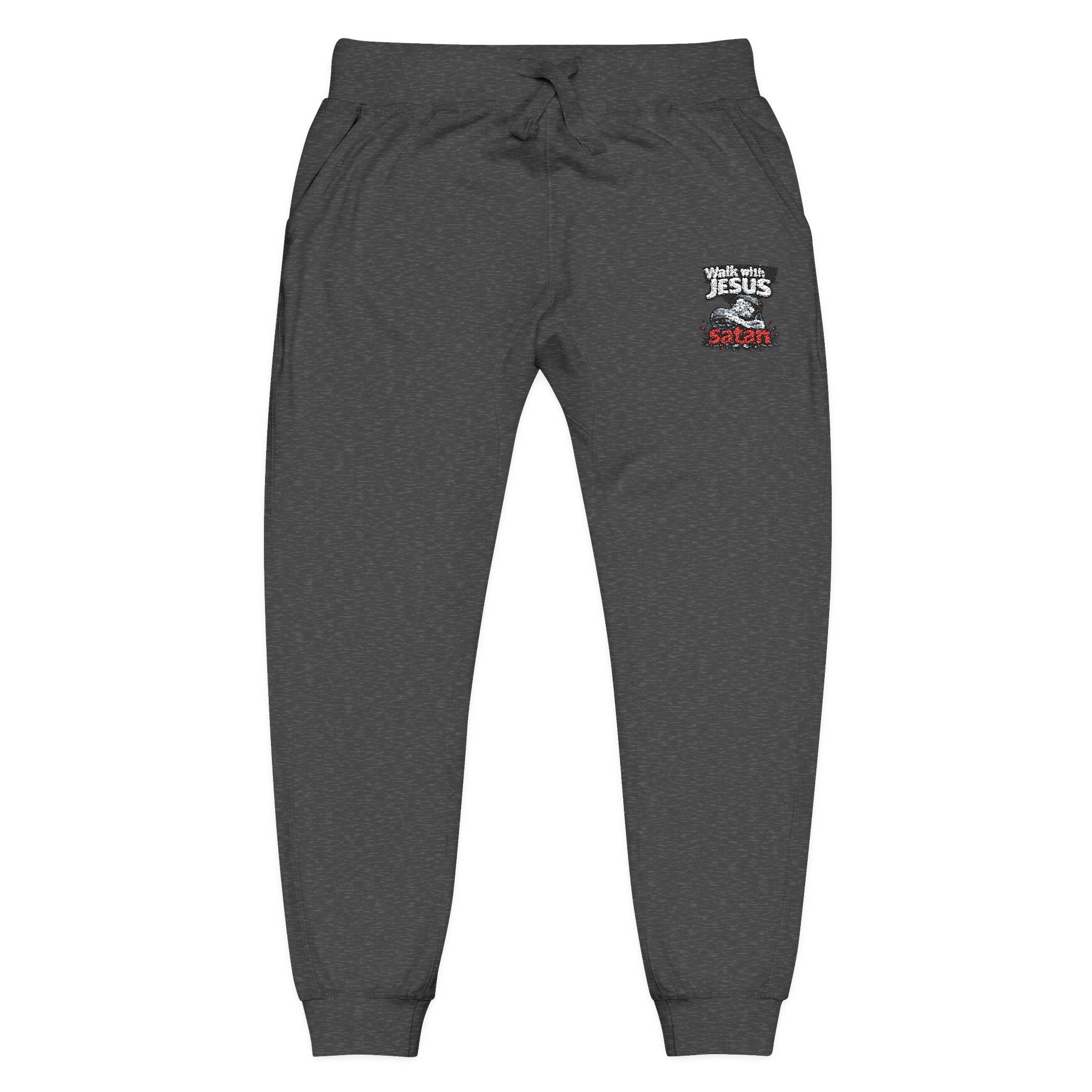 Embroidered Cozy Fleece Sweatpants — Minimal White Joggers