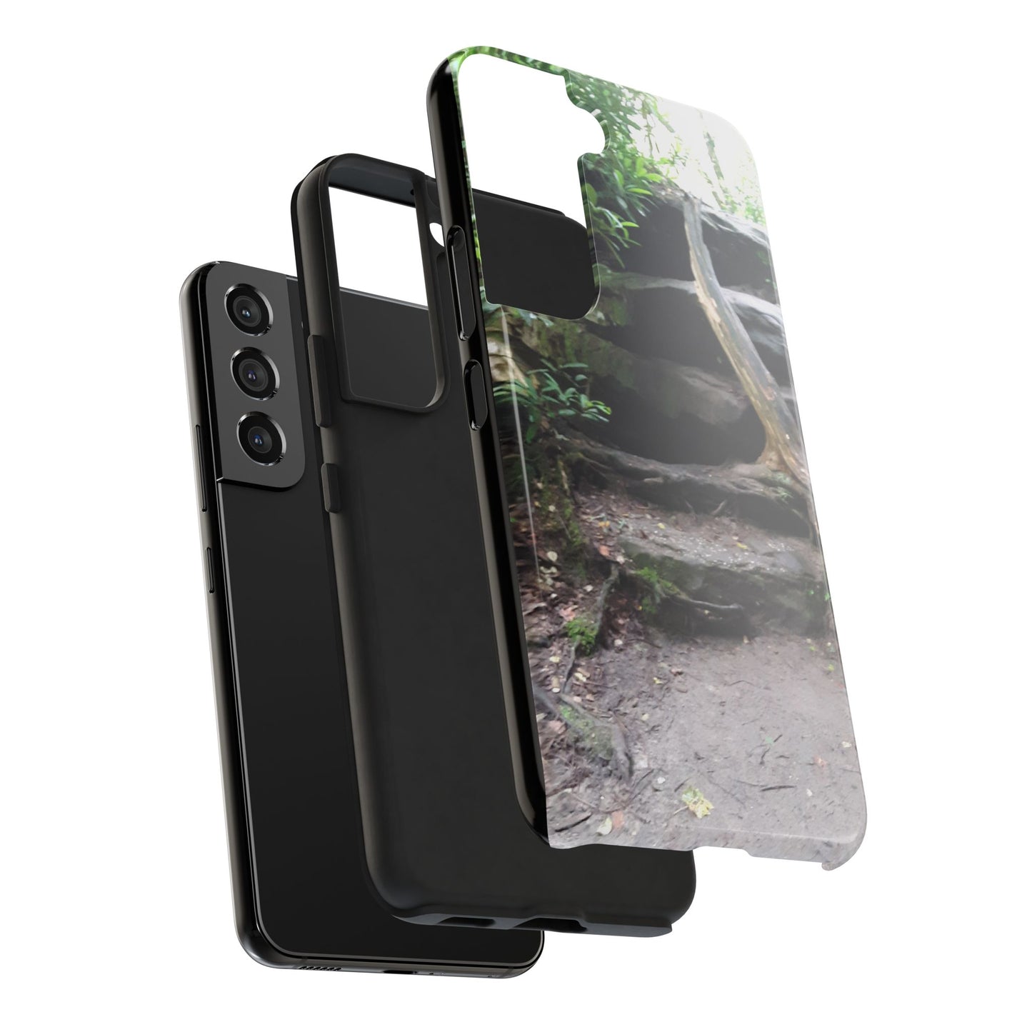 Forest Trail Tough Phone Case — Rugged Nature Phone Cover with Rock Steps Design