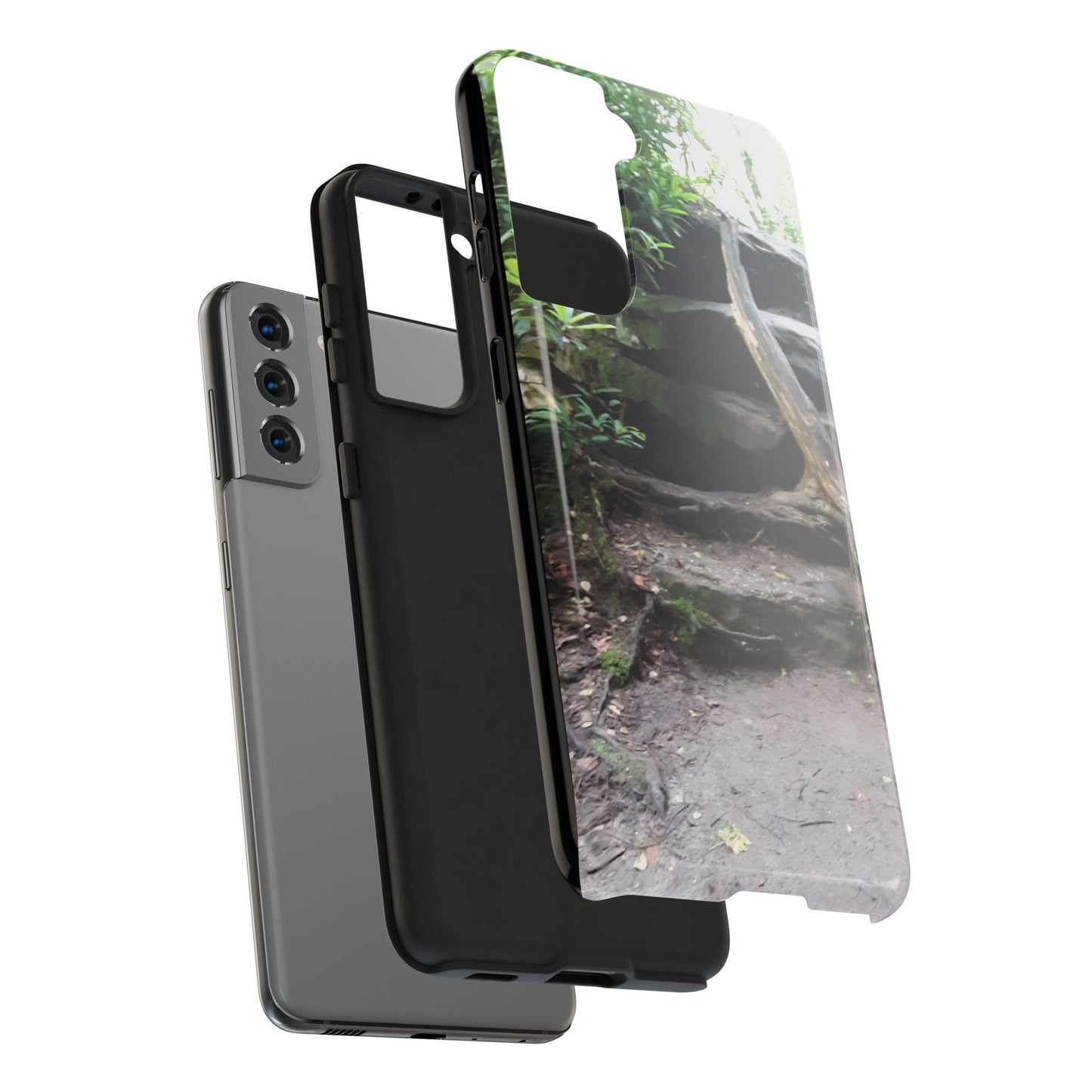 Forest Trail Tough Phone Case — Rugged Nature Phone Cover with Rock Steps Design
