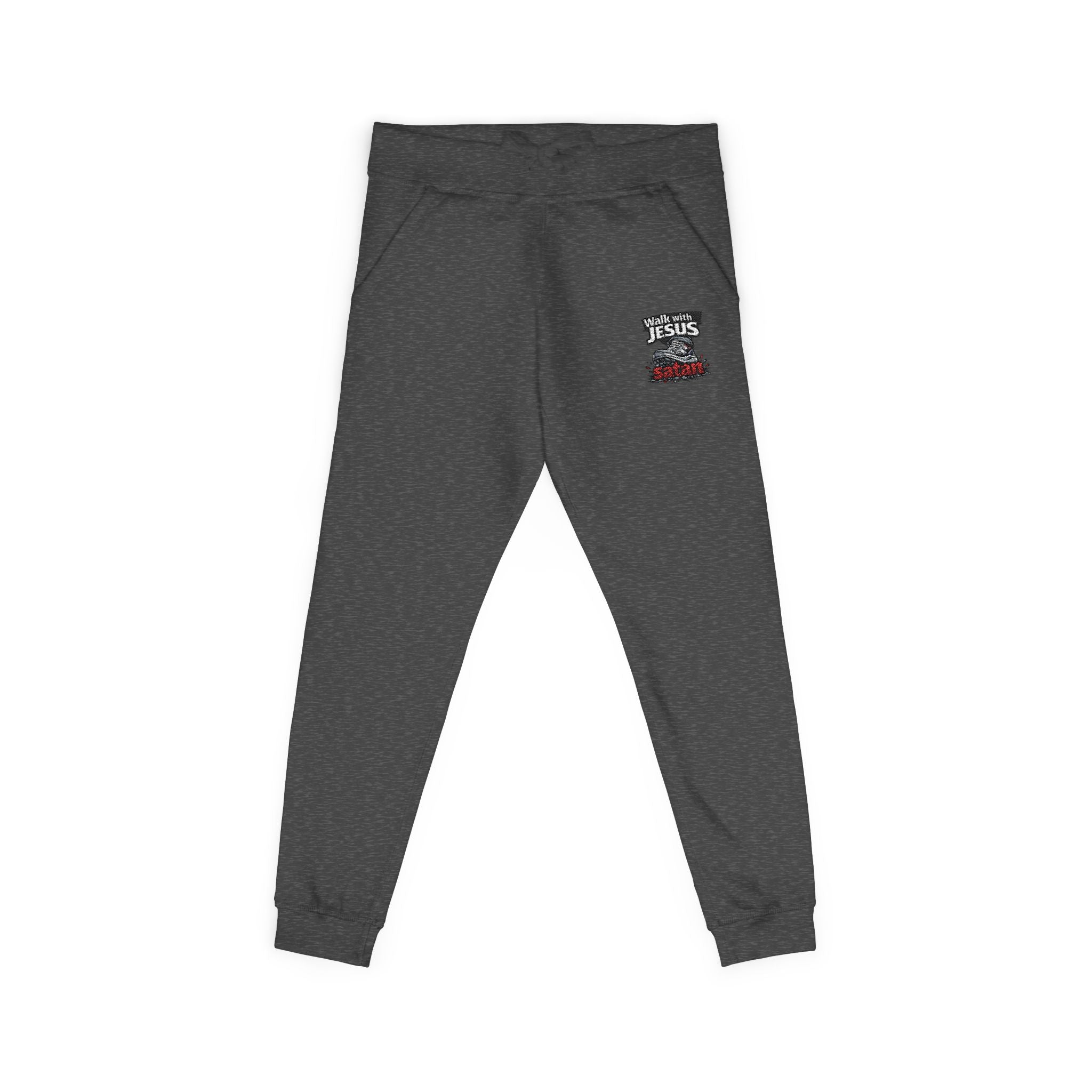 Embroidered Cozy Fleece Sweatpants — Minimal White Joggers