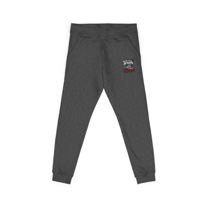Embroidered Cozy Fleece Sweatpants — Minimal White Joggers