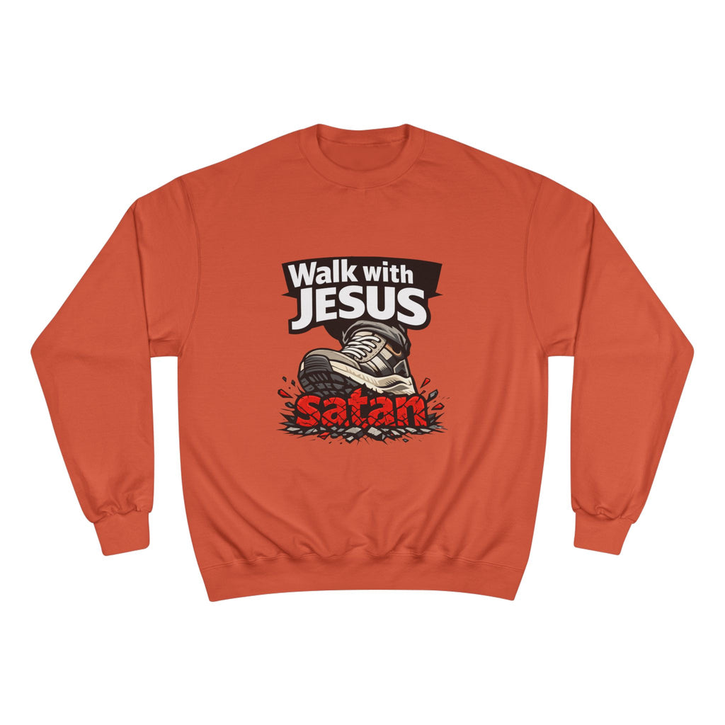 Religious Sweatshirt - "Walk with Jesus" Graphic Crewneck (Anti-Satan Design)