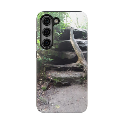 Forest Trail Tough Phone Case — Rugged Nature Phone Cover with Rock Steps Design