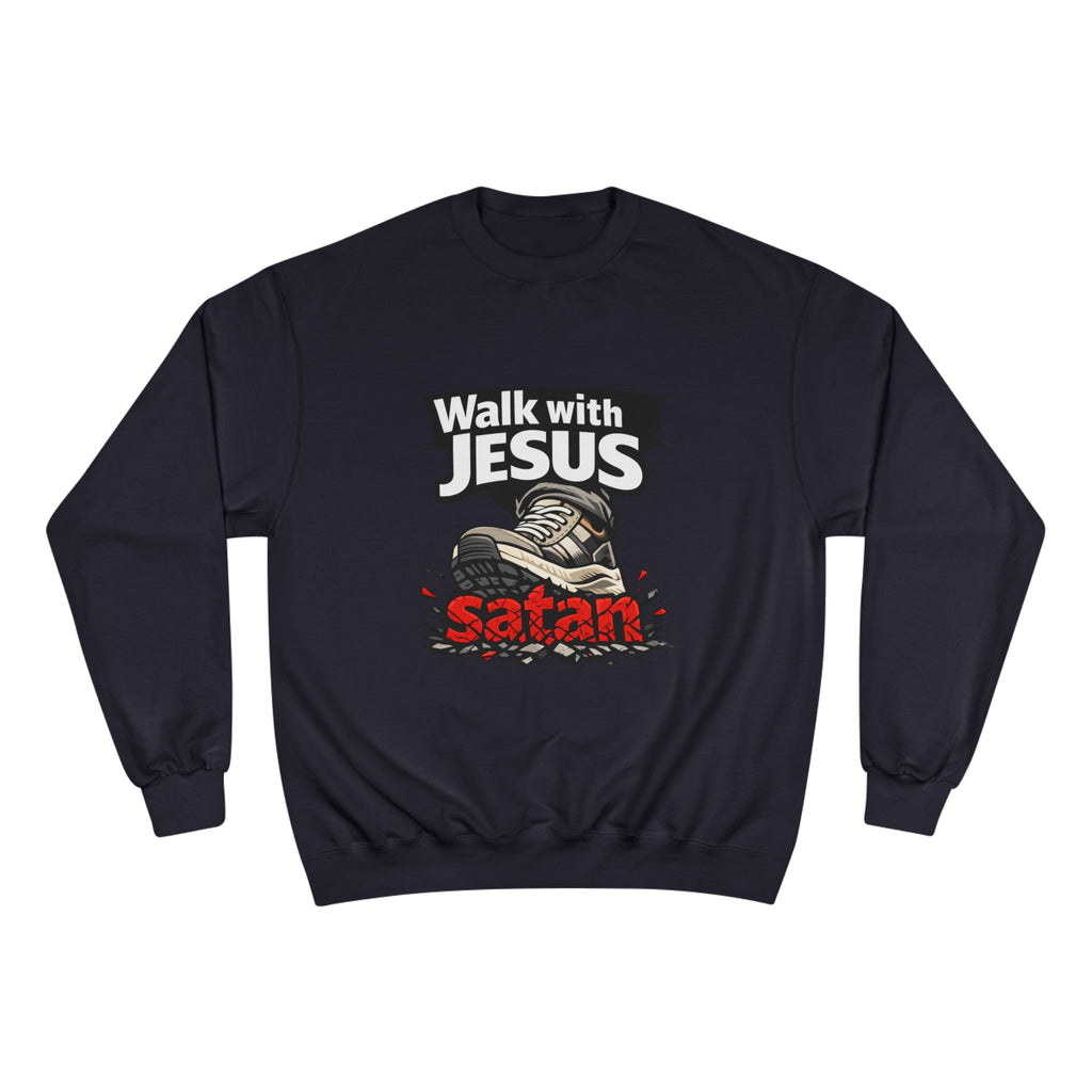 Religious Sweatshirt - "Walk with Jesus" Graphic Crewneck (Anti-Satan Design)