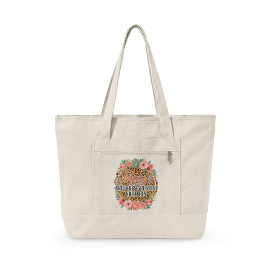 Canvas Tote Bag – “All You Need Is Love” Floral Zippered Tote