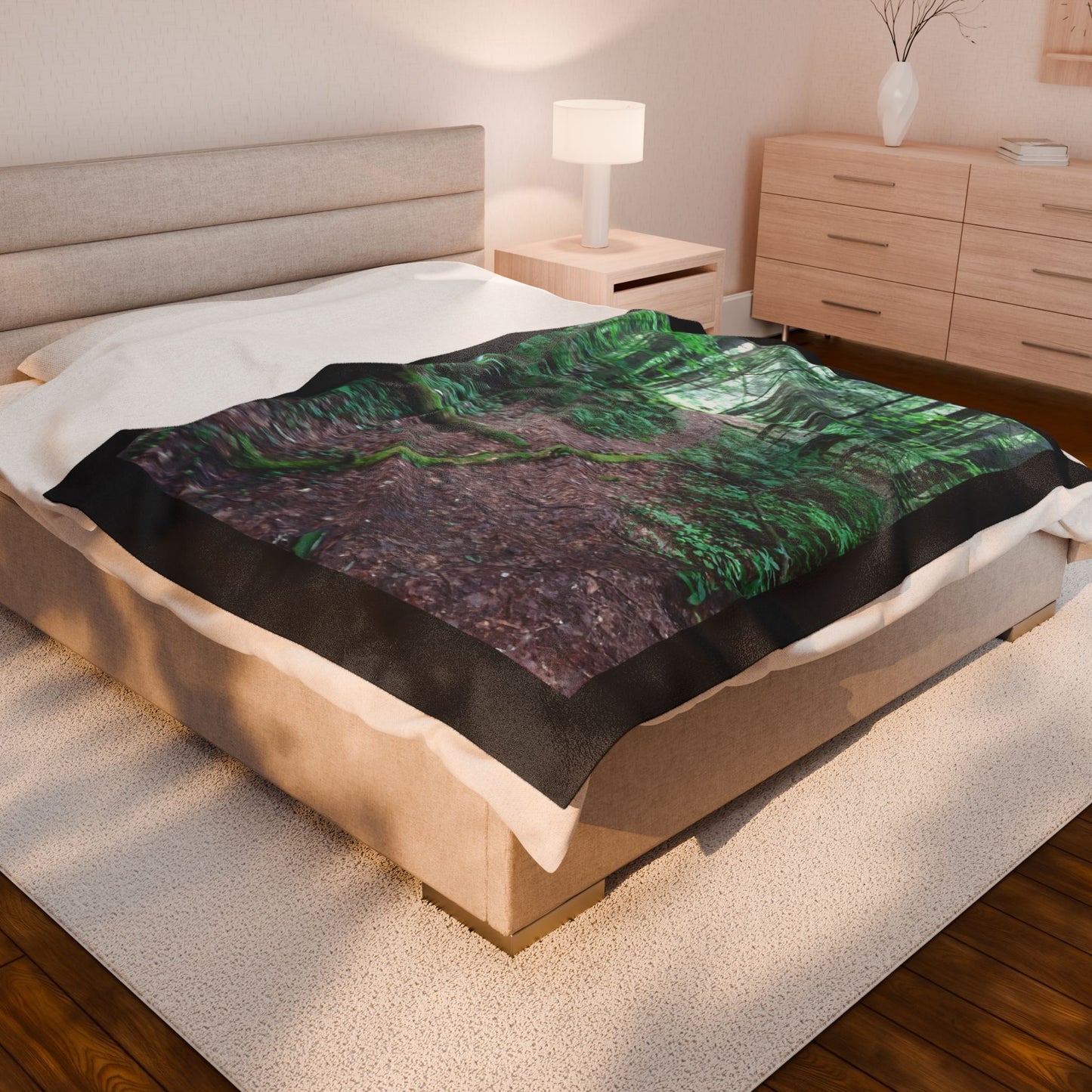 Forest Path Velveteen Plush Blanket — Cozy Woodland Throw for Nature Lovers