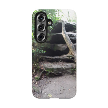 Forest Trail Tough Phone Case — Rugged Nature Phone Cover with Rock Steps Design