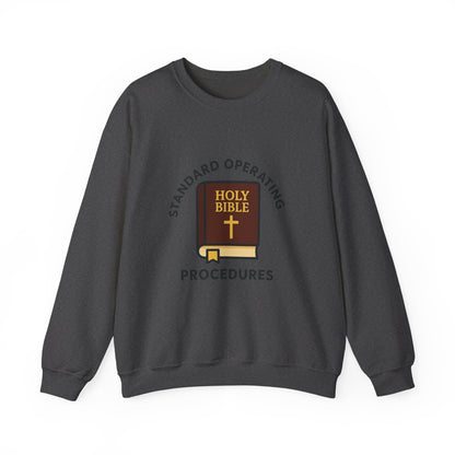 Crewneck Sweatshirt — "Standard Operating Procedures" Holy Bible Graphic