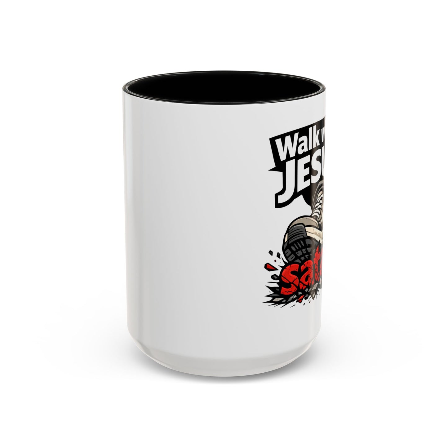 Walk with Jesus Coffee Mug — 'Walk with Jesus, Satan' Inspirational Christian Accent Mug