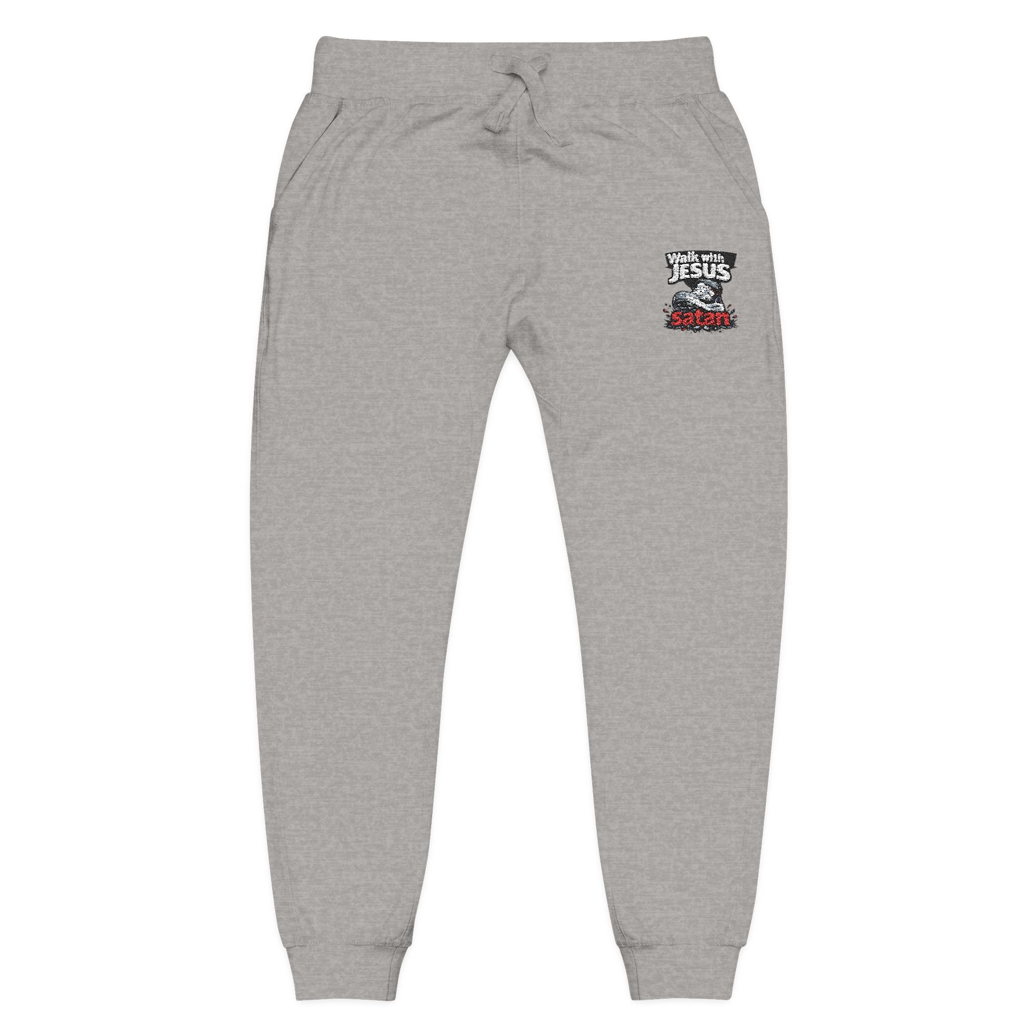 Embroidered Cozy Fleece Sweatpants — Minimal White Joggers