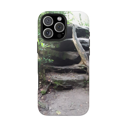 Forest Trail Tough Phone Case — Rugged Nature Phone Cover with Rock Steps Design
