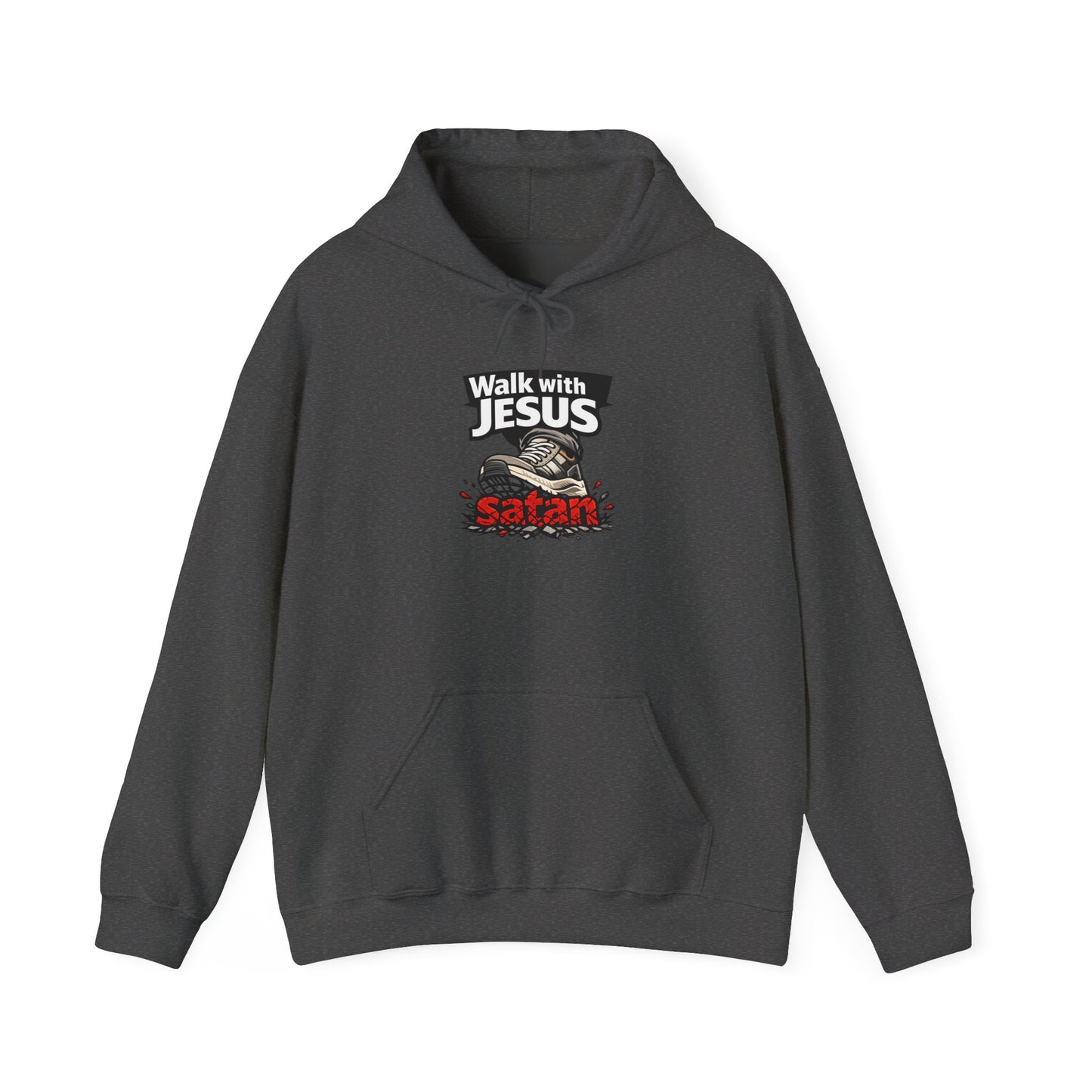Walk With Jesus Satan Dark Colors Crusher Hoodie — Christian Faith Graphic Hoodie